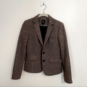GAP Brown Tweed Blazer, subtle pinstripe lining